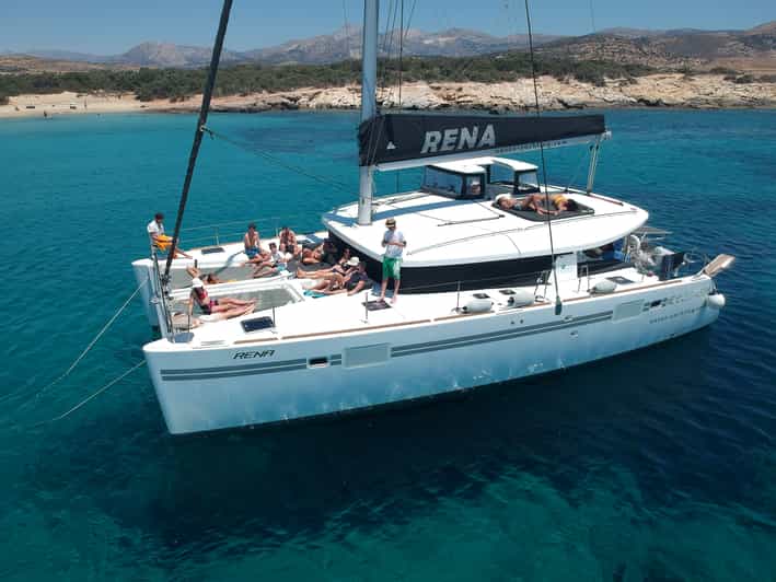 Naxos- Catamaran Cruise with Swim Stops, Food, and Drinks