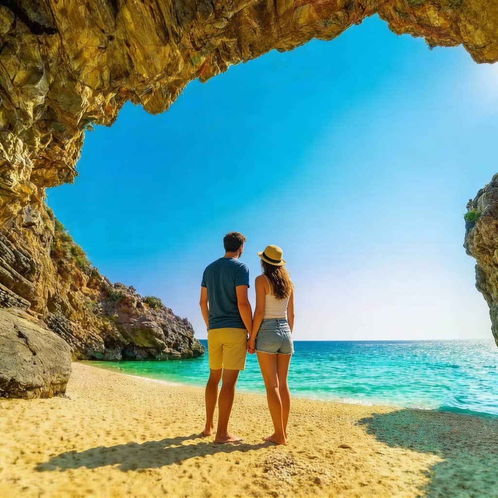 Couple in Pelion Greece at the beach