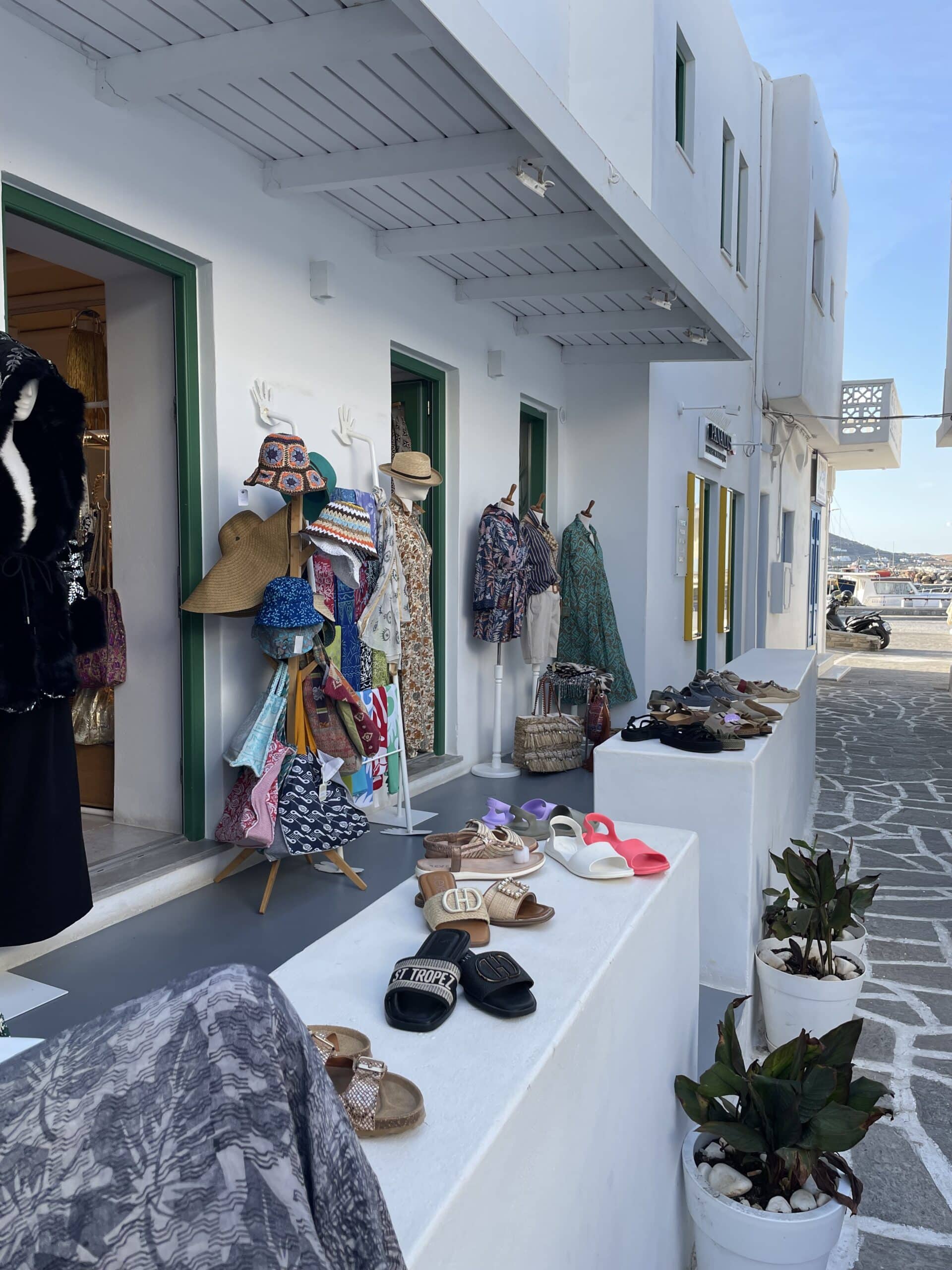 Paros alley in Naousa with a boutique shop in the frame