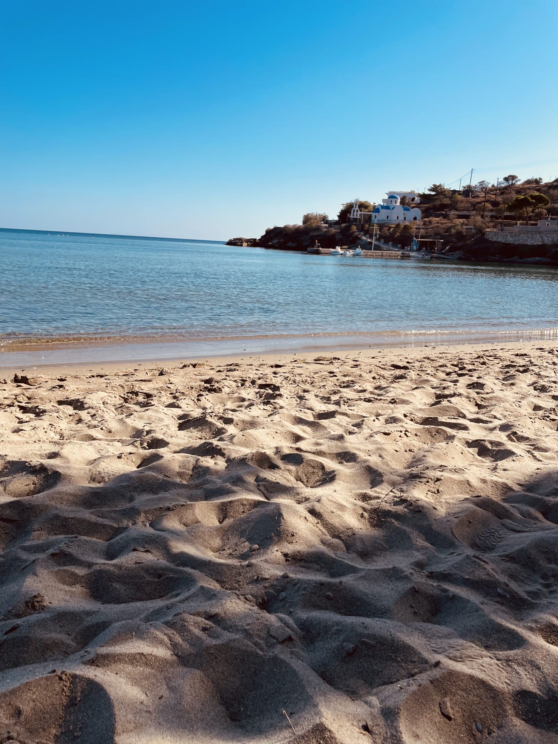 Platis gialos beach in Syros on an empty beach